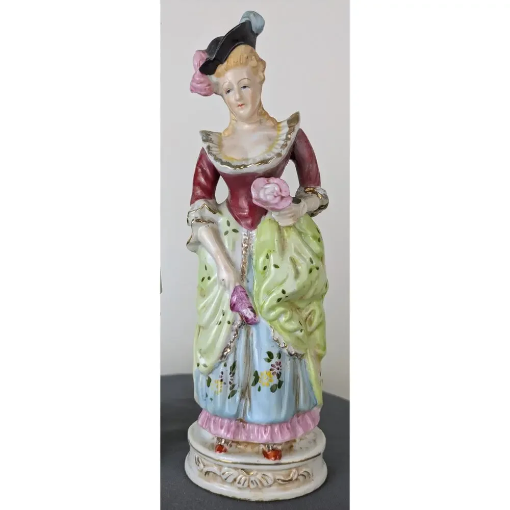 1950s Vintage Japan Victorian Couple Figurines Man Woman Hand Painted Porcelain